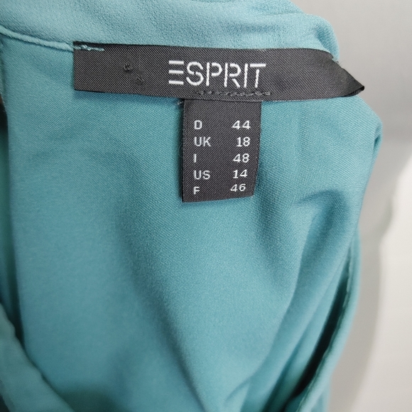 Esprit accordion pleated teal chiffon dress size 14 - Picture 13 of 15